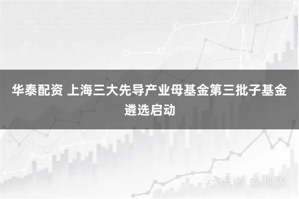 华泰配资 上海三大先导产业母基金第三批子基金遴选启动